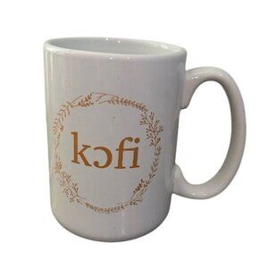 Kofi Ceramic Coffee Mug With Gold Leaf Wreath Design